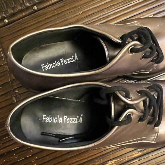 Y2K Fabiola Pezzi Womens Silver Metallic Oxford Lace Up Shoes Chunky Heel Size 9 - Picture 10 of 10